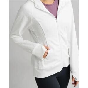 Zyia Active NWT White Allegro Jacket Textured Full Zip Hoodie Pockets Sz XXXL